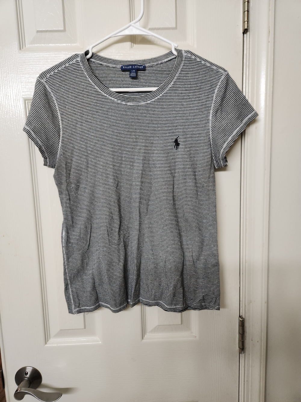 Ralph Lauren Black & White Striped Crew Neck Tee